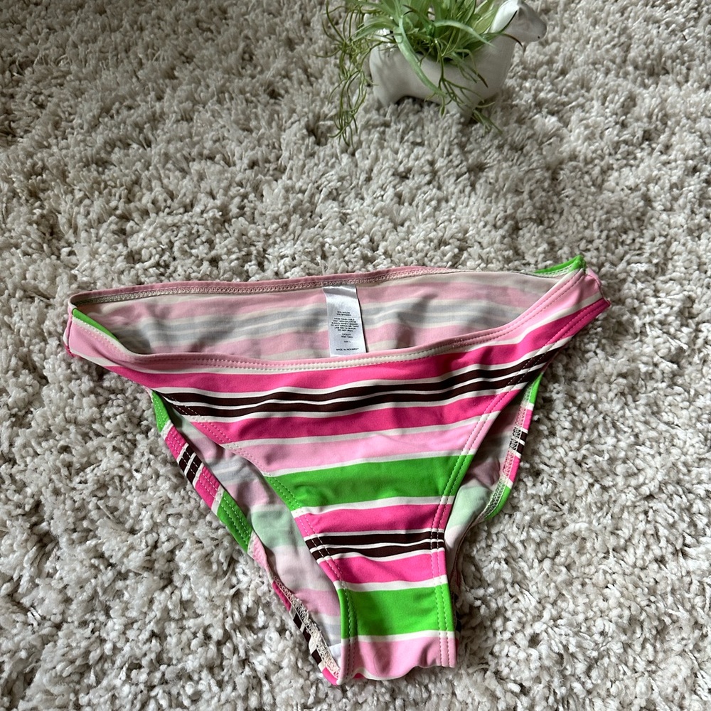 Striped vintage multicolor colorful pink summer womens bikini bottom swi…